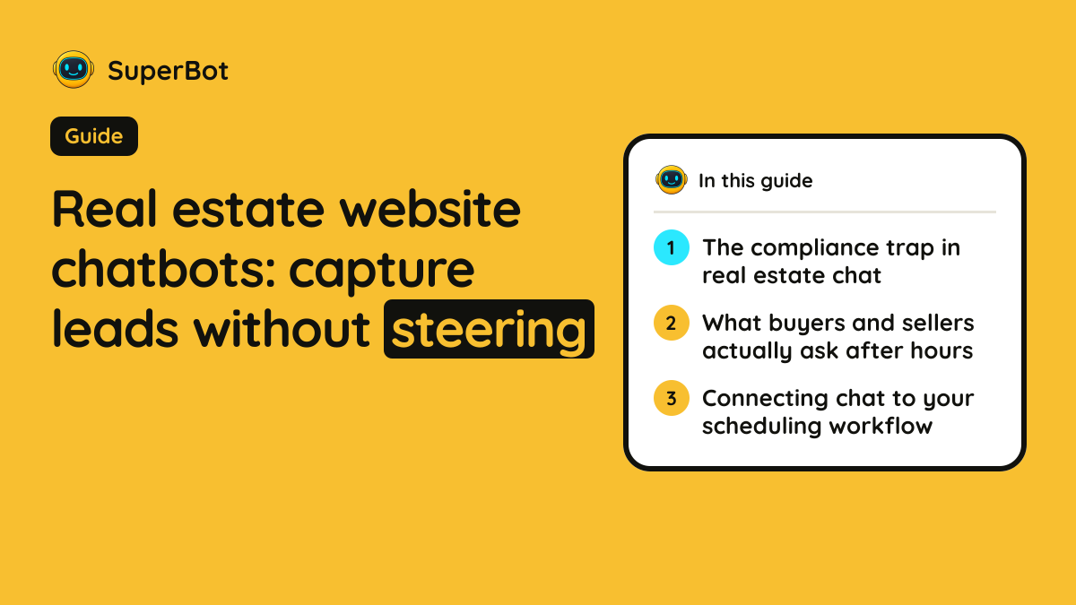 Cover illustration for “Real estate website chatbots: capture leads without steering”