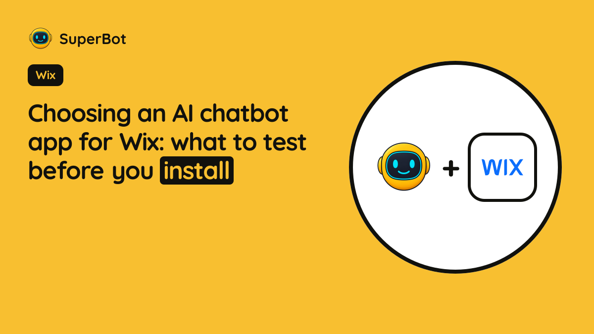 Cover illustration for “Choosing an AI chatbot app for Wix: what to test before you install”
